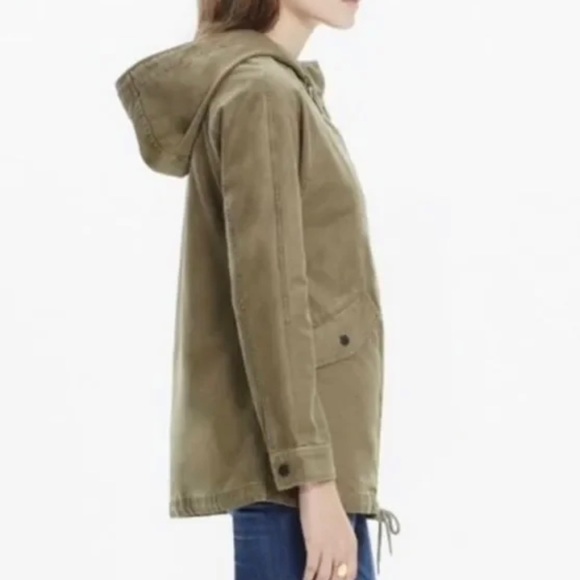 Madewell Brimwell Washed Army Green Hooded Parka Jacket - Picture 3 of 9
